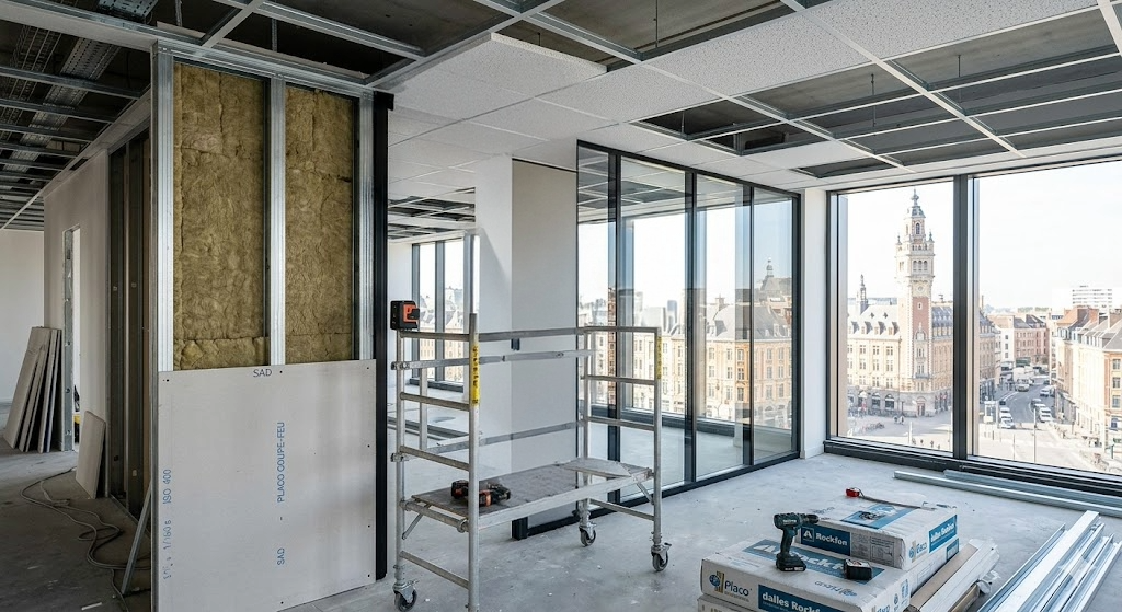 Plaquiste bureau Lille : Cloisons amovibles & Plafonds dalles